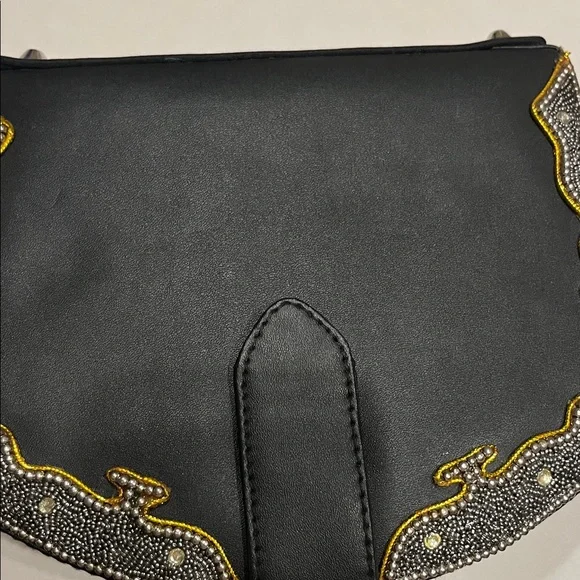 Mary Frances Princess Black Clutch with Jewel and Floral Authentic - Picture 5 of 9